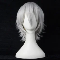 Short Anime Straight Synthetic Wigs with Bangs High Temperature Resistance Anime Party Costume Cosplay Wig for Men and Women