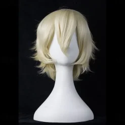 Short Anime Straight Synthetic Wigs with Bangs High Temperature Resistance Anime Party Costume Cosplay Wig for Men and Women