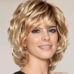 Short Blonde Wigs for Women Natural Looking Synthetic Hair Wig for Daily Party Use