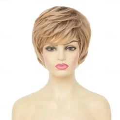 Short Blonde Wigs for Women Natural Looking Synthetic Hair Wig for Daily Party Use