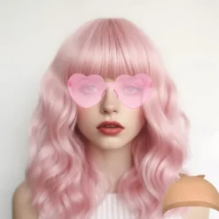 Short Bob Hair Wigs Straight with Flat Bangs Synthetic Colorful Cosplay Daily Party Neon Wig for Women (Only Wigs)