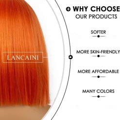 Short Bob Wigs with Bangs for Women Synthetic Straight Hair Bob Cut Wig Shoulder Length Fashion Bob Cosplay Wig for Girl Colorful Costume Wigs Halloween Wigs