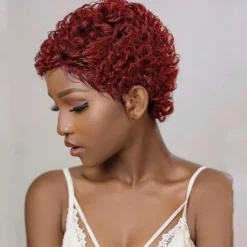 Short Curly Human Hair Wigs for Women 100% Brazilian Virgin Short Human Hair Pixie Cut Wigs Short bob Curly Non Lace Human Hair Wigs