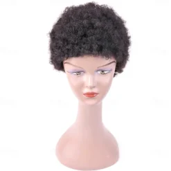 Short Curly Human Hair Wig Afro Kinky Curly African Style For Black Women Non Lace Remy Curly Wig Full Machine Made Wig