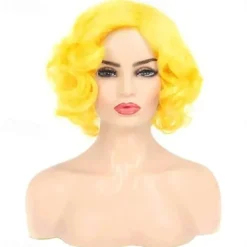 Short Curly White Wig for Women Synthetic Natural Wavy Costume Wig for Cosplay Party Halloween Wigs
