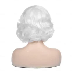 Short Curly White Wig for Women Synthetic Natural Wavy Costume Wig for Cosplay Party Halloween Wigs