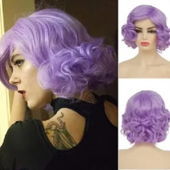Short Curly White Wig for Women Synthetic Natural Wavy Costume Wig for Cosplay Party Halloween Wigs