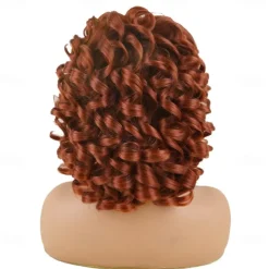 Short Curly Wigs for Black Women Soft Black Big Curly Wig with Bangs Afro Kinky Curls Heat Resistant Natural Looking Synthetic Wig for African American Women Christmas Party Wigs