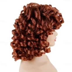 Short Curly Wigs for Black Women Soft Black Big Curly Wig with Bangs Afro Kinky Curls Heat Resistant Natural Looking Synthetic Wig for African American Women Christmas Party Wigs