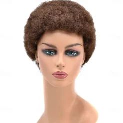 Short Curly Wigs for Black Women Human Hair Afro Kinky Curly Wig Brazilian Virgin Pixie Cut Wig Human Hair With Bangs 150% Density None Lace Front Bob Wigs