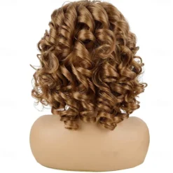 Short Curly Wigs for Black Women Afro Curly Wigs with Bangs Big Curly Wig Blonde Wigs for Black Women Light Brown Short Wigs Black Synthetic Hair Natural Wigs