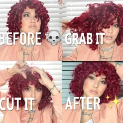 Short Curly Wigs for Black Women Afro Curly Wigs with Bangs Big Curly Wig Blonde Wigs for Black Women Light Brown Short Wigs Black Synthetic Hair Natural Wigs