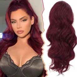 Short Drawstring Ponytail Extension, 16 In Wavy Ponytail Hair Extensions Synthetic Clip in Pony Tail Hairpieces Fake Ponytail for Women Girls Daily Halloween