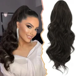 Short Drawstring Ponytail Extension, 16 In Wavy Ponytail Hair Extensions Synthetic Clip in Pony Tail Hairpieces Fake Ponytail for Women Girls Daily Halloween
