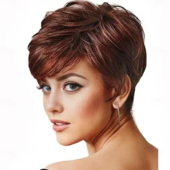 Short Grey Wigs for White Women Mixed Gray Silver Curly Wavy Wigs with White Bangs Grandma Synthetic Short Hair Wigs