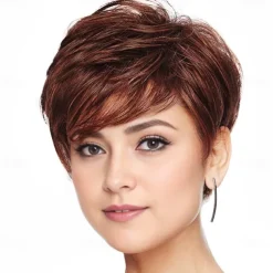 Short Grey Wigs for White Women Mixed Gray Silver Curly Wavy Wigs with White Bangs Grandma Synthetic Short Hair Wigs