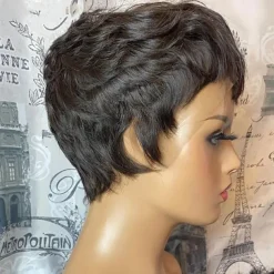Short Honey Blonde Bob Pixie Cut Wig Natural Wave Brazilian Remy Full Machine Made Human Hair Wig With Bangs For Black Women