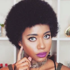 Short Human Hair Afro Wigs for Black Women and Men Glueless Wear and Go Wig 150% Density 70s 80s Afro Kinky Curly Full Machine Made Human Hair Wigs for Daily Party Use Cosplay Wig Halloween Hair Wig