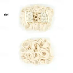 Short Messy Curly Dish Hair Bun Extension Easy Stretch Hair Combs Clip In Chignon Tray Ponytail Hairpieces - Dark Brown To Light Auburn