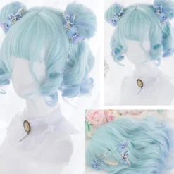 Short natural wave wig heat resistant Synthetic hair cute teen Lolita Bob wig belt bangs Cosplay wig ladies full wig Halloween Wigs