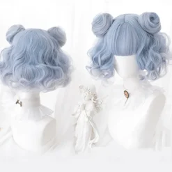 Short natural wave wig heat resistant Synthetic hair cute teen Lolita Bob wig belt bangs Cosplay wig ladies full wig Halloween Wigs