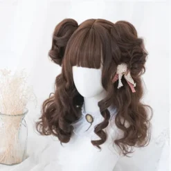 Short natural wave wig heat resistant Synthetic hair cute teen Lolita Bob wig belt bangs Cosplay wig ladies full wig Halloween Wigs