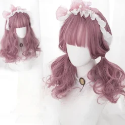 Short natural wave wig heat resistant Synthetic hair cute teen Lolita Bob wig belt bangs Cosplay wig ladies full wig Halloween Wigs