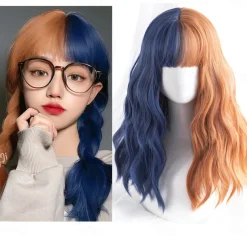 Short natural wave wig heat resistant Synthetic hair cute teen Lolita Bob wig belt bangs Cosplay wig ladies full wig Halloween Wigs