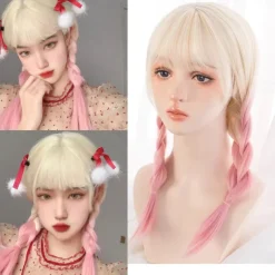 Short natural wave wig heat resistant Synthetic hair cute teen Lolita Bob wig belt bangs Cosplay wig ladies full wig Halloween Wigs