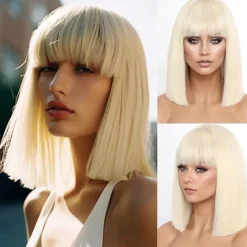 Short Orange Bob Wigs with BangsShort Straight Bob Orange Wigs for Women Hair Bob Cut Wig Shoulder Length WigNatural Looking Cosplay Daily Party Wig Halloween Christmas Party Wigs