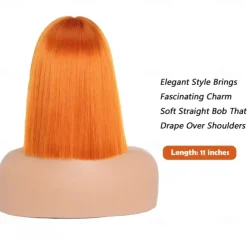 Short Orange Bob Wigs with BangsShort Straight Bob Orange Wigs for Women Hair Bob Cut Wig Shoulder Length WigNatural Looking Cosplay Daily Party Wig Halloween Christmas Party Wigs
