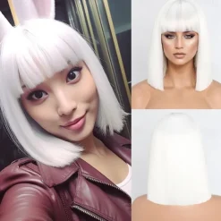 Short Orange Bob Wigs with BangsShort Straight Bob Orange Wigs for Women Hair Bob Cut Wig Shoulder Length WigNatural Looking Cosplay Daily Party Wig Halloween Christmas Party Wigs