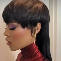 Short Pixie Cut Remy Human Brazilian Hair Glueless Wigs Wear And Go Full Machine Made Wig Straight With Bangs