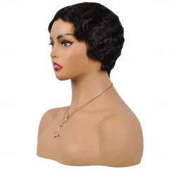 Short Pixie Cut Wigs For Black Women Mommy Brazilian Finger Ocean Wave Remy Cheap Wig For Party Halloween Wigs
