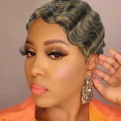 Short Pixie Cut Wigs For Black Women Mommy Brazilian Finger Ocean Wave Remy Cheap Wig For Party Halloween Wigs