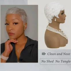 Short Pixie Wig for Women Pixie Cut Wig Short Wig Pixie Cut Wigs for Black Women White Wigs for Women Layered Synthetic Heat Resistant Pixie Wig for Party Cosplay Use Halloween Wigs