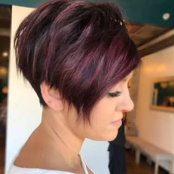 Short Red Human Hair Wigs for Black Women Pixie Cut Wig Human Hair Short Burgundy Pixie Wigs Human Hair with Bangs Ombre Red Short Pixie Human Hair 1B/99J