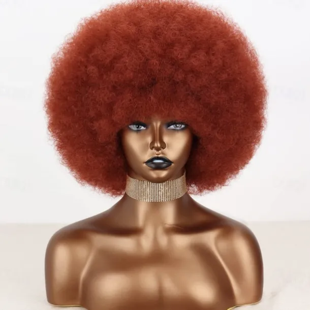 Short 70s Afro Wigs for Black Women Large Synthetic Black Short Afro Wig 70's 8 Inches 60s Afro Wig for Women Bouncy and Soft Natural Looking Halloween Cosplay Party Wigs