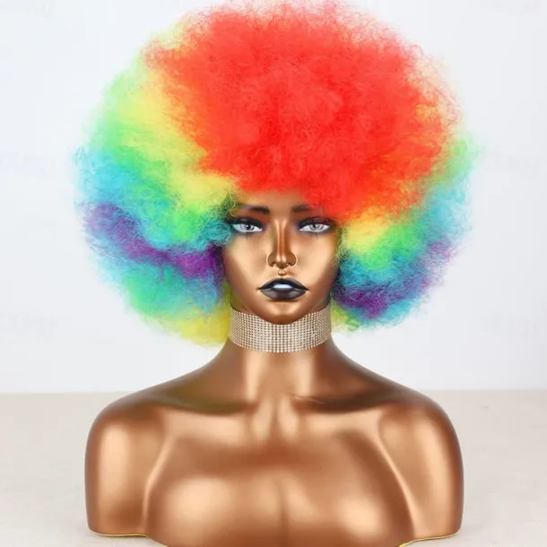 Short 70s Afro Wigs for Black Women Large Synthetic Black Short Afro Wig 70's 8 Inches 60s Afro Wig for Women Bouncy and Soft Natural Looking Halloween Cosplay Party Wigs