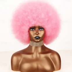 Short 70s Afro Wigs for Black Women Large Synthetic Black Short Afro Wig 70's 8 Inches 60s Afro Wig for Women Bouncy and Soft Natural Looking Halloween Cosplay Party Wigs