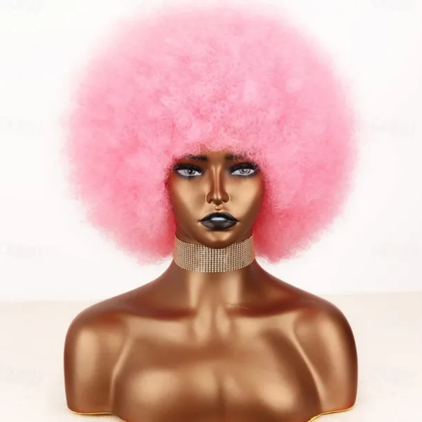 Short 70s Afro Wigs for Black Women Large Synthetic Black Short Afro Wig 70's 8 Inches 60s Afro Wig for Women Bouncy and Soft Natural Looking Halloween Cosplay Party Wigs
