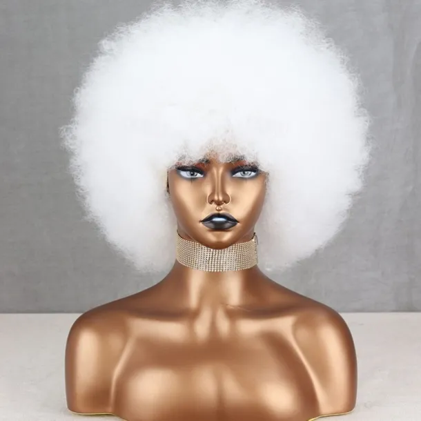 Short 70s Afro Wigs for Black Women Large Synthetic Black Short Afro Wig 70's 8 Inches 60s Afro Wig for Women Bouncy and Soft Natural Looking Halloween Cosplay Party Wigs
