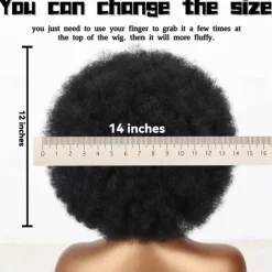 Short 70s Afro Wigs for Black Women Large Synthetic Black Short Afro Wig 70's 8 Inches 60s Afro Wig for Women Bouncy and Soft Natural Looking Halloween Cosplay Party Wigs