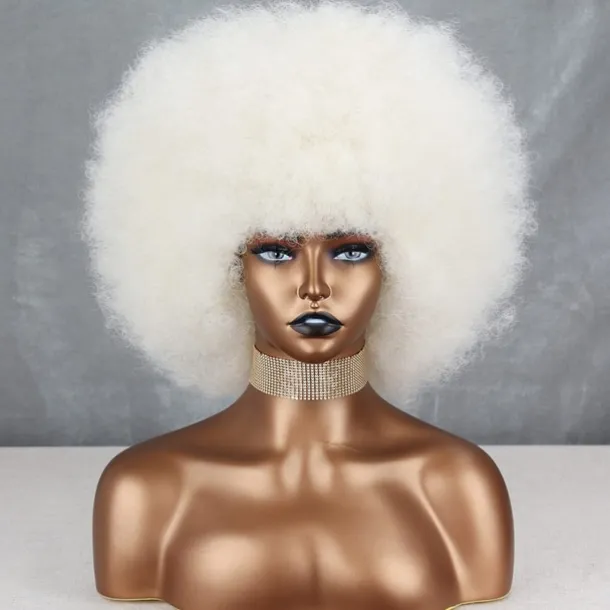 Short 70s Afro Wigs for Black Women Large Synthetic Black Short Afro Wig 70's 8 Inches 60s Afro Wig for Women Bouncy and Soft Natural Looking Halloween Cosplay Party Wigs