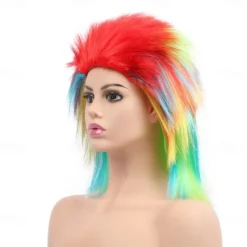 Short Spiked Wig Straight Synthetic Colorful Afro Wigs Spiky Mullet for Women Funny Rainbow Rocker Punk Costumes Hair for Carvinal