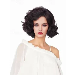 Short Wavy Wig for Women Curly Hair Natural Synthetic Wig Middle Part Full Wig Suitable for Cosplay Carnival Daily Use Halloween Wigs