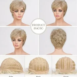 Short Wigs for Women Memory Fiber Simulated Human Hair Pixie Curly Wig With BangNatural Daily Use Hair