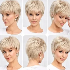 Short Wigs for Women Memory Fiber Simulated Human Hair Pixie Curly Wig With BangNatural Daily Use Hair