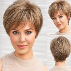 Short Wigs for Women Memory Fiber Simulated Human Hair Pixie Curly Wig With BangNatural Daily Use Hair