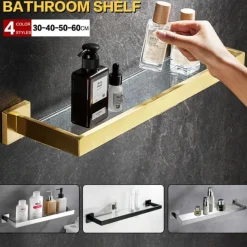 Shower Caddy Bathroom Shelf Adorable Creative Contemporary Modern Stainless Steel Tempered Glass Metal 1PC - Bathroom Wall Mounted